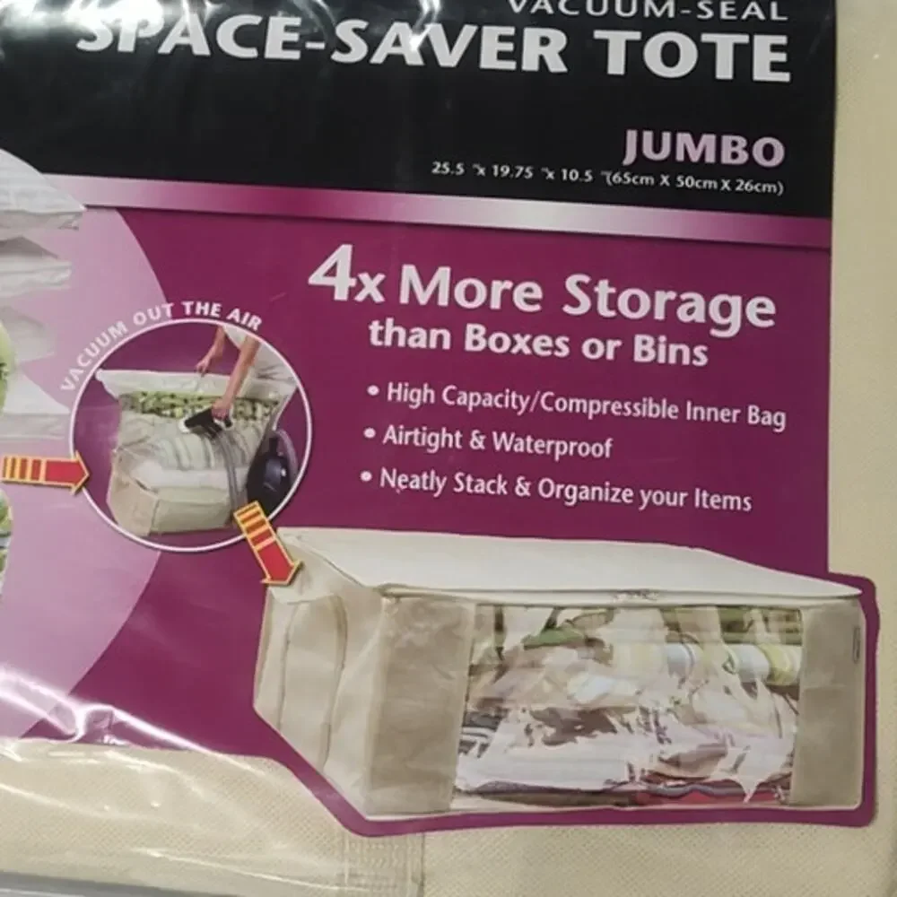 Space Bag Jumbo Vacuum Storage Tote Airtight Waterproof Zipper 25.5x19.75x10.5